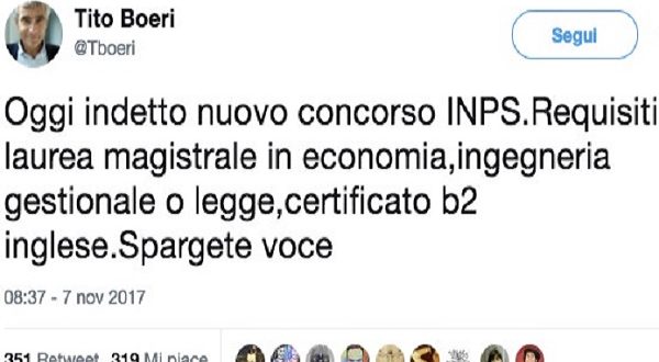 Assunzioni INPS, concorso per mille laureati: requisiti e domanda