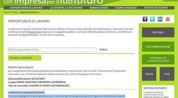 Annuncio sessista Garanzia Giovani: Poletti lo fa rimuovere